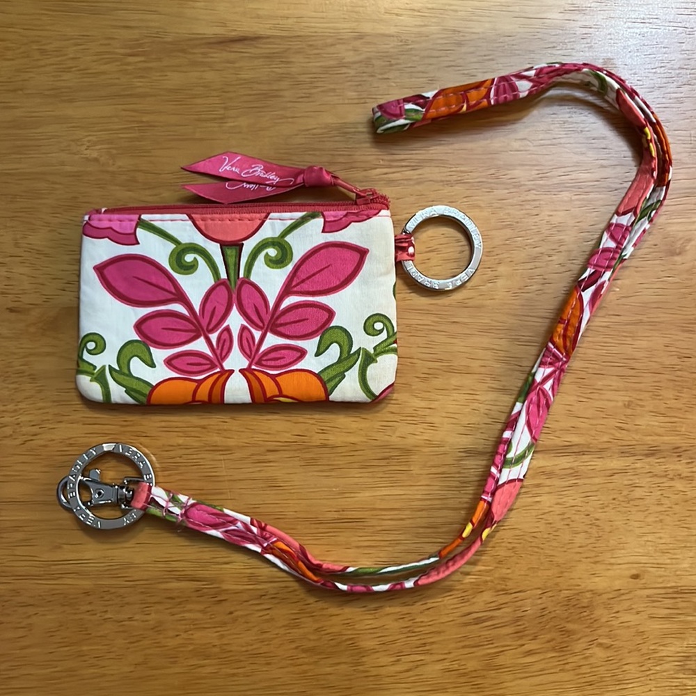 Vera Bradley Zip ID Case Wallet Lanyard Set Lilli Bell